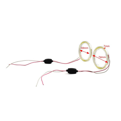 2X 70MM LED Fog Headlights for Universal Vehicles (12V) - COB Angel Eyes