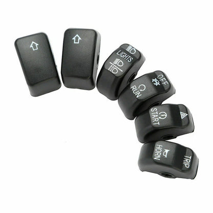 6 x Black Hand Control Switch Button Covers for Harley Dyna Softail (96-13)