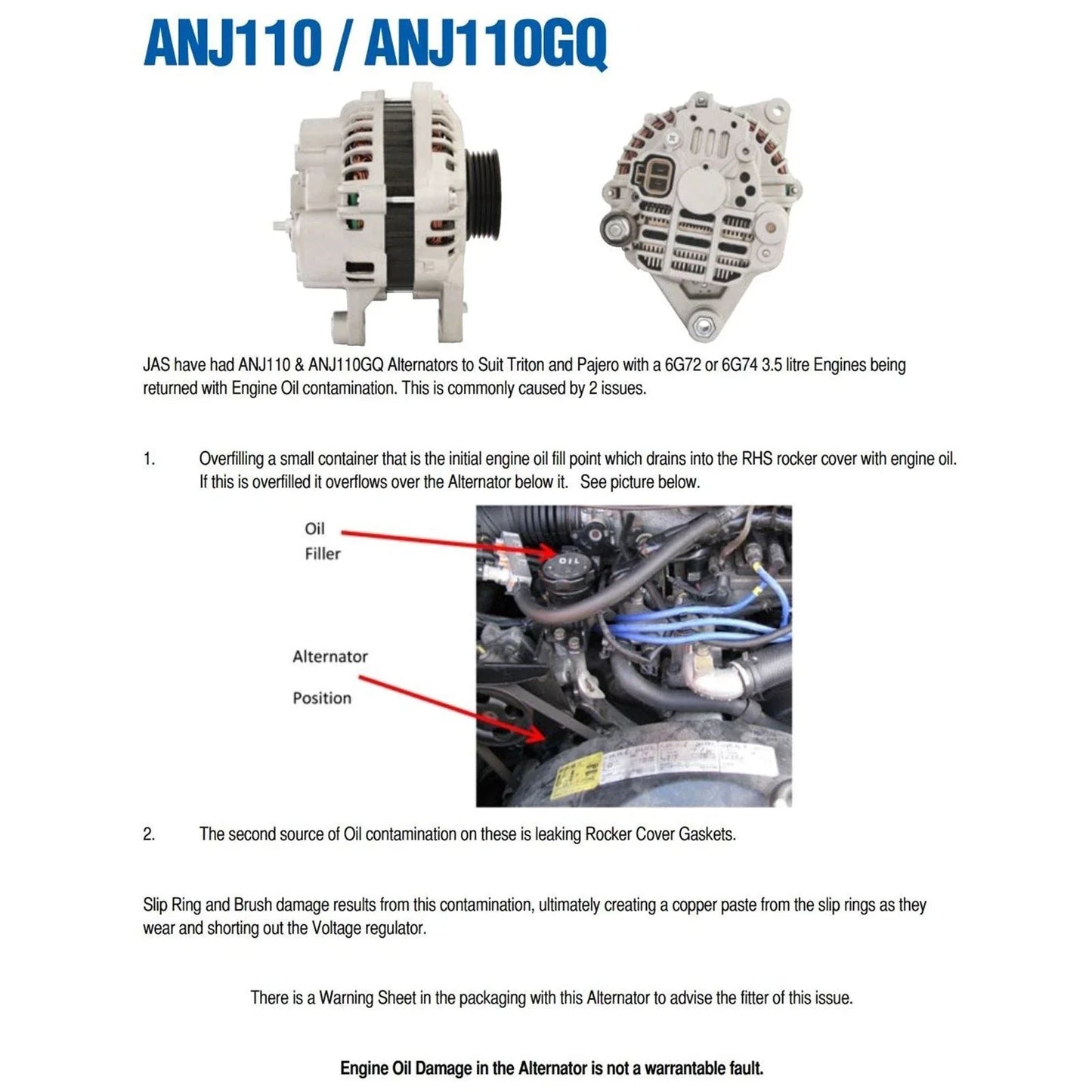 6G74 Alternator for Mitsubishi Pajero NJ NK NL (1995-2000)