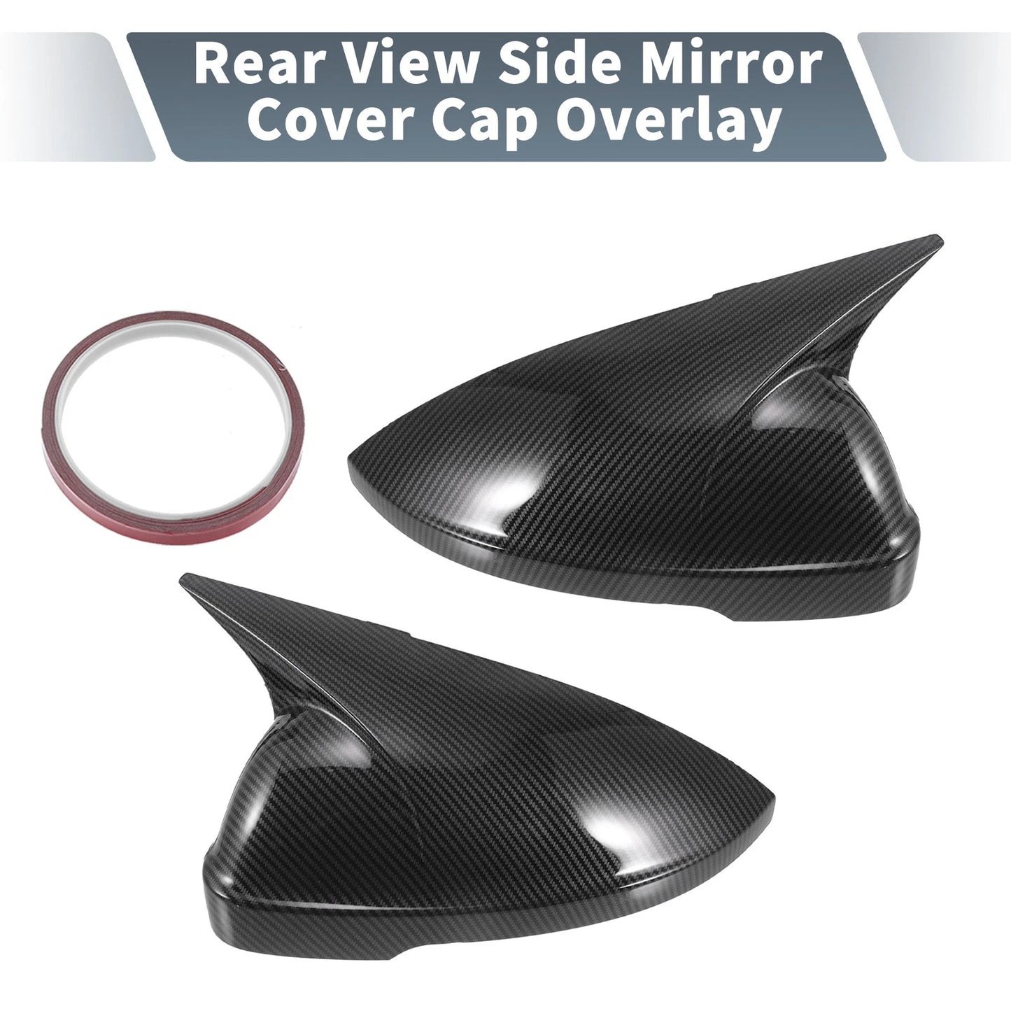 Pair Rearview Mirror Cover Overlay Black Carbon Fiber for Volkswagen Passat