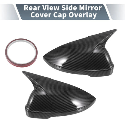 Pair Rearview Mirror Cover Overlay Black Carbon Fiber for Volkswagen Passat