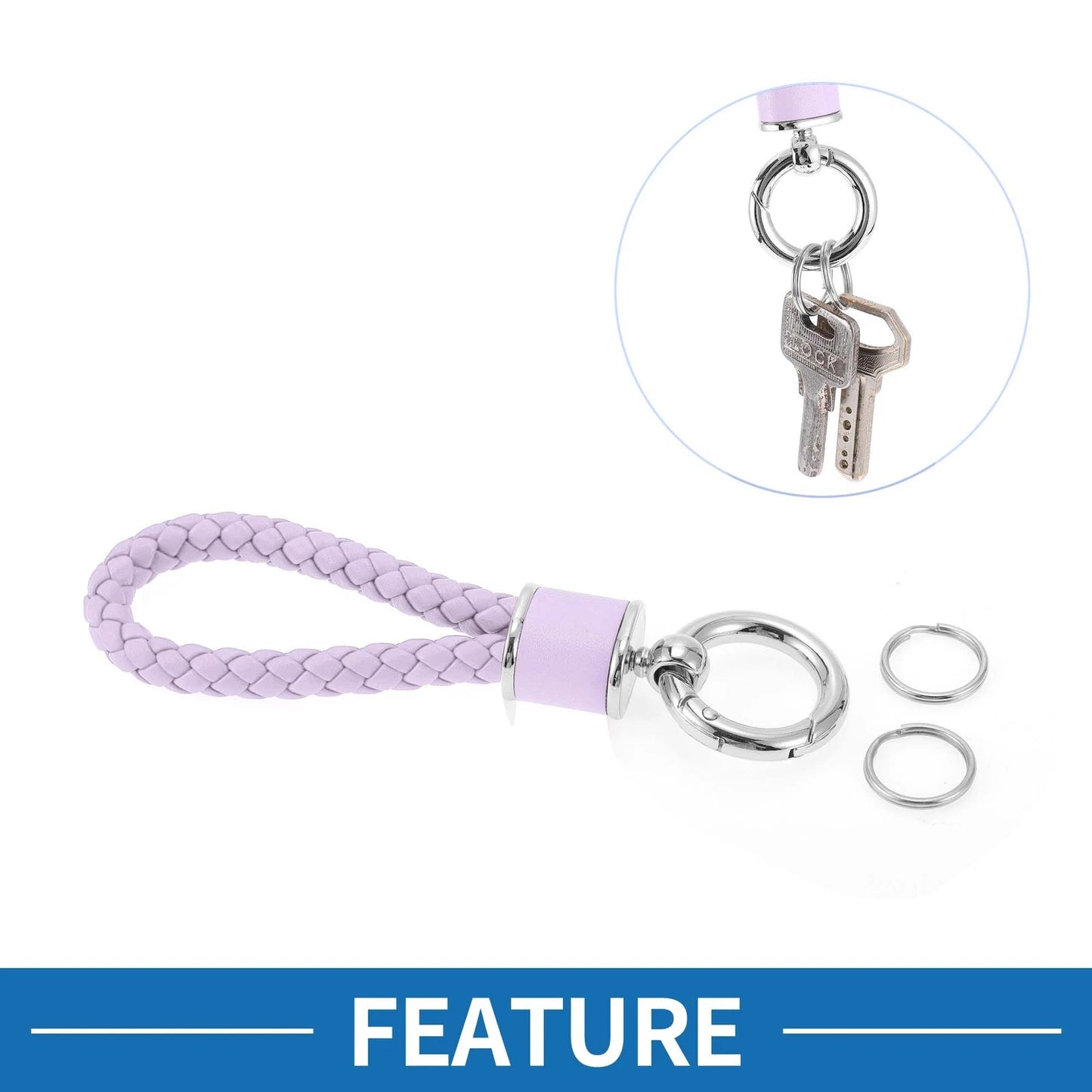 Car Keychain with Ring for Universal Use (Light Purple, Silver Tone)