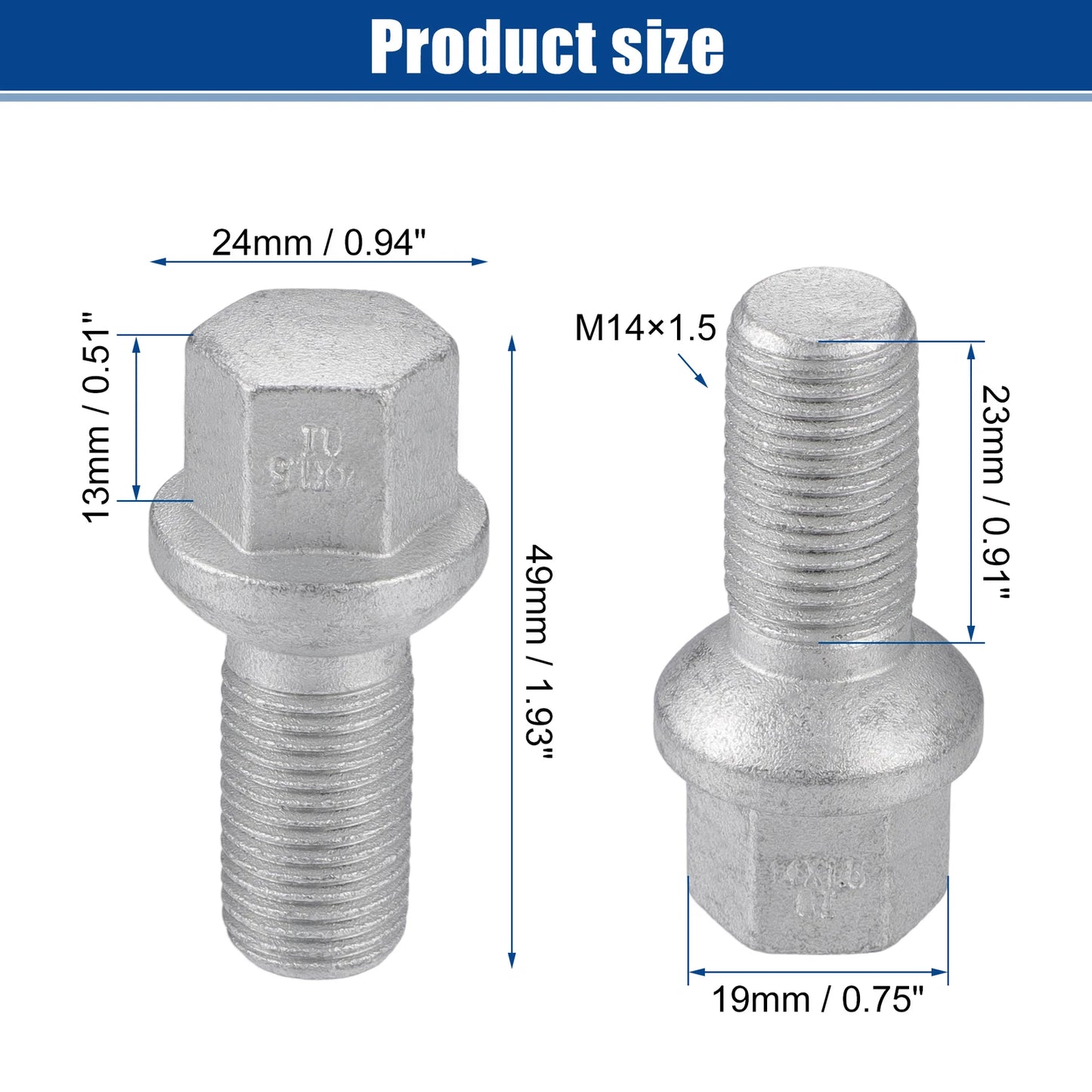 Set of 5 M14×1.5 Wheel Lug Bolt Nut for Mercedes-Benz C250 (2008–2015) No.A0009904907