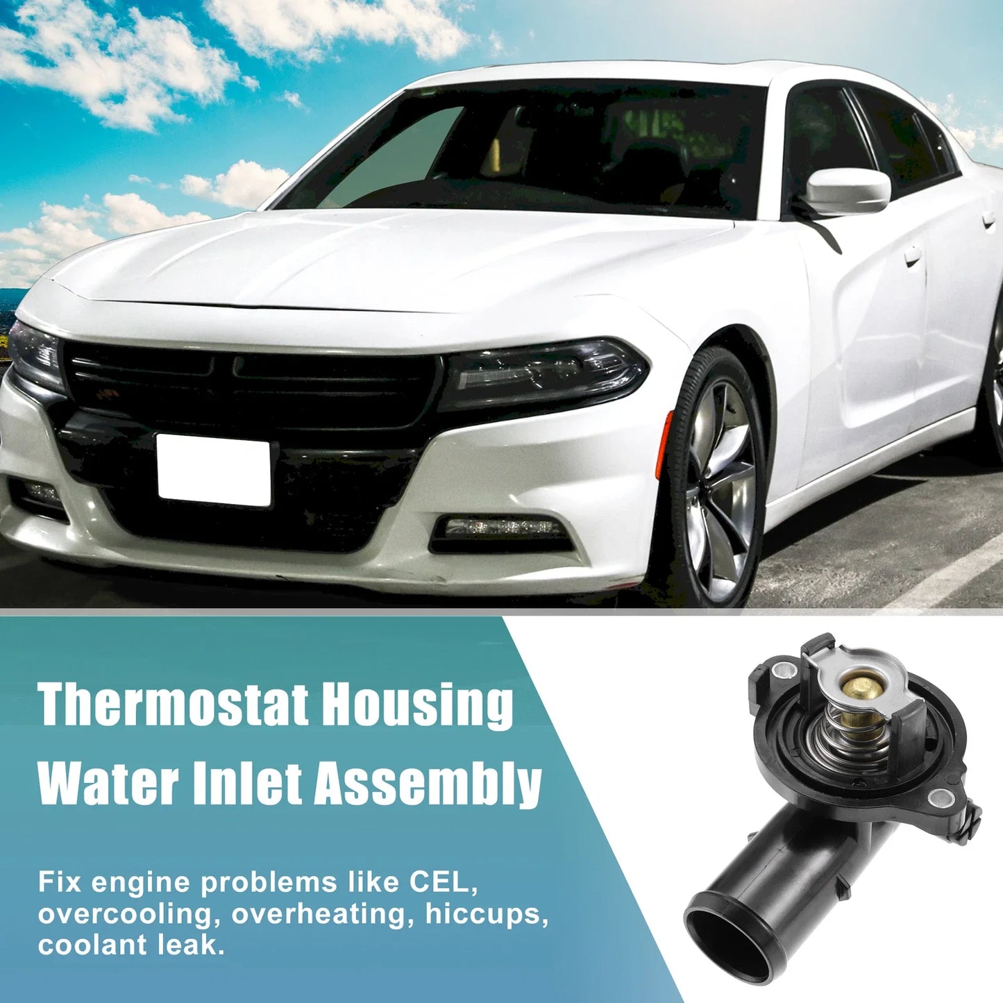 Thermostat Housing Assembly for Dodge (05184977AE) - Plastic Metal Black