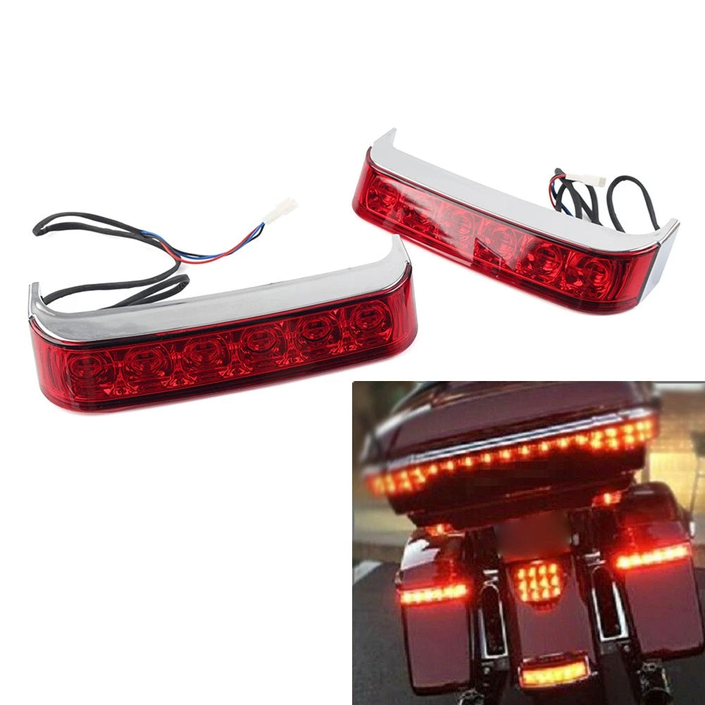 LED Saddlebag Run/Brake/Turn Light for Harley (2014–2019) - Chrome Housing, Red Lens