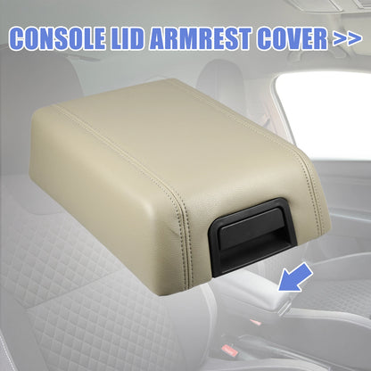 Center Console Lid Armrest Cover for Ford F-150 (2015–2023) Beige Faux Leather