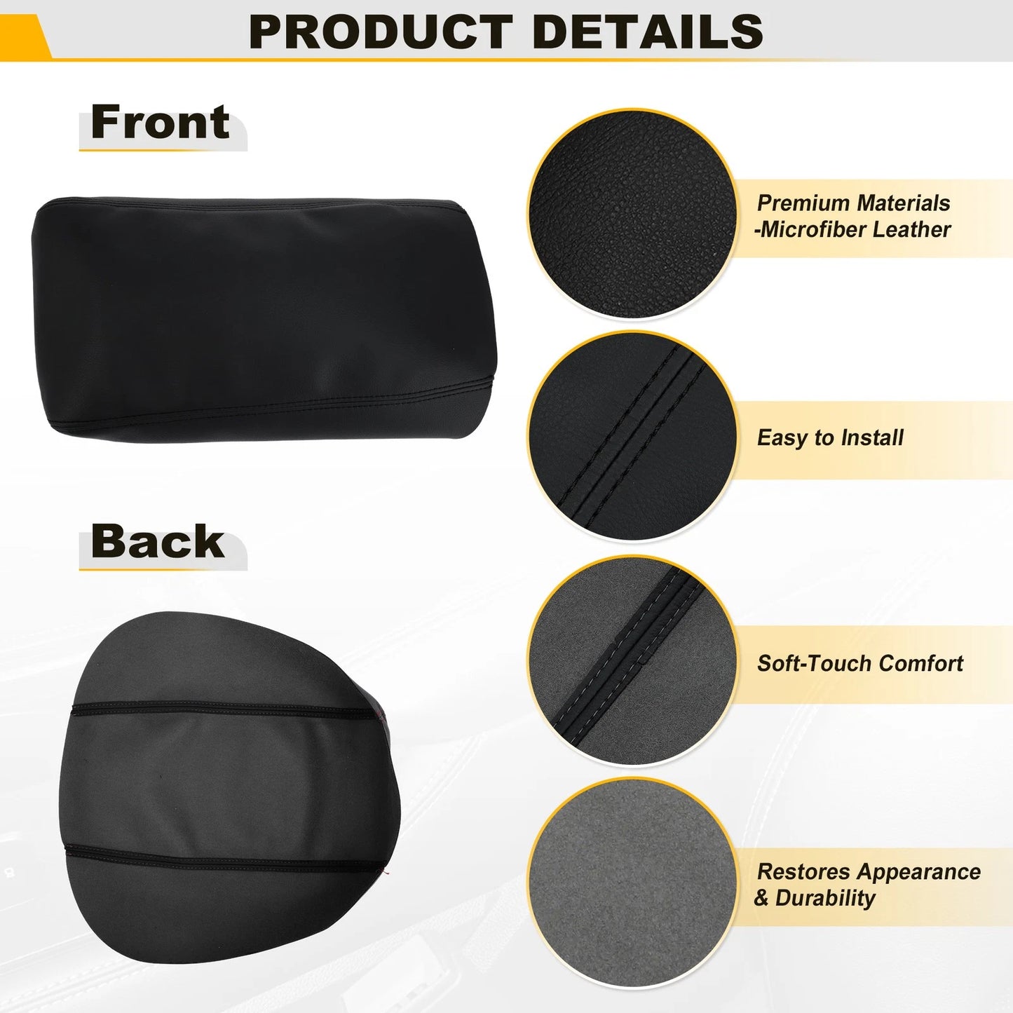 Leather Center Console Lid Armrest Cover for Ford Explorer (2011–2019)