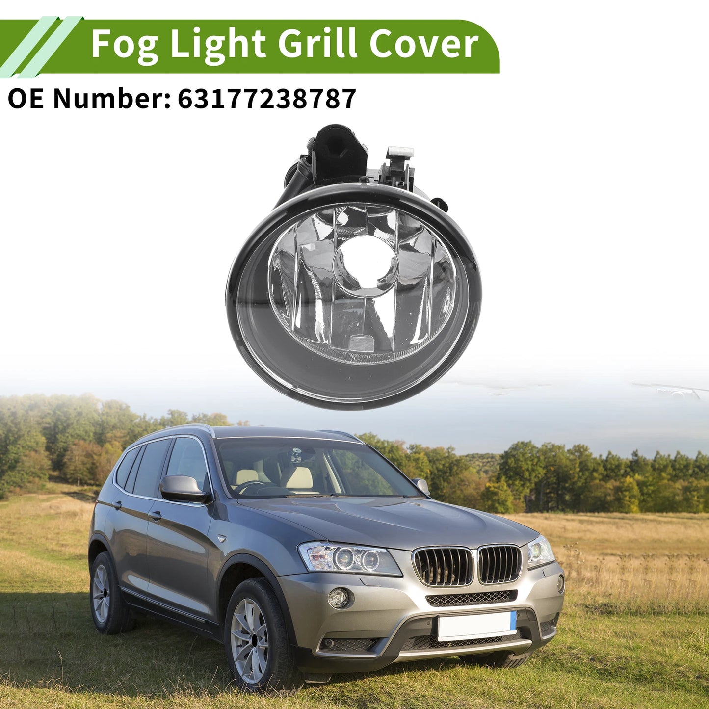 1 Pc Fog Light Grill for BMW X3 (2011–2014) No. 63177238787 Clear