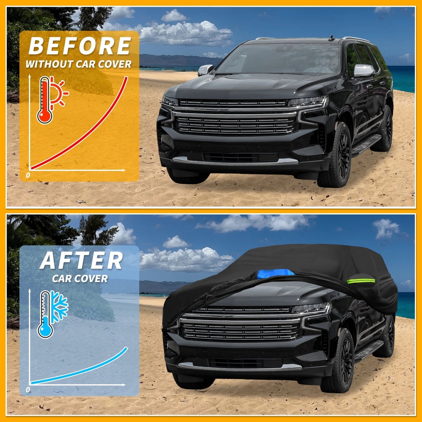 Waterproof Car Cover with Door Zipper for Chevrolet Tahoe