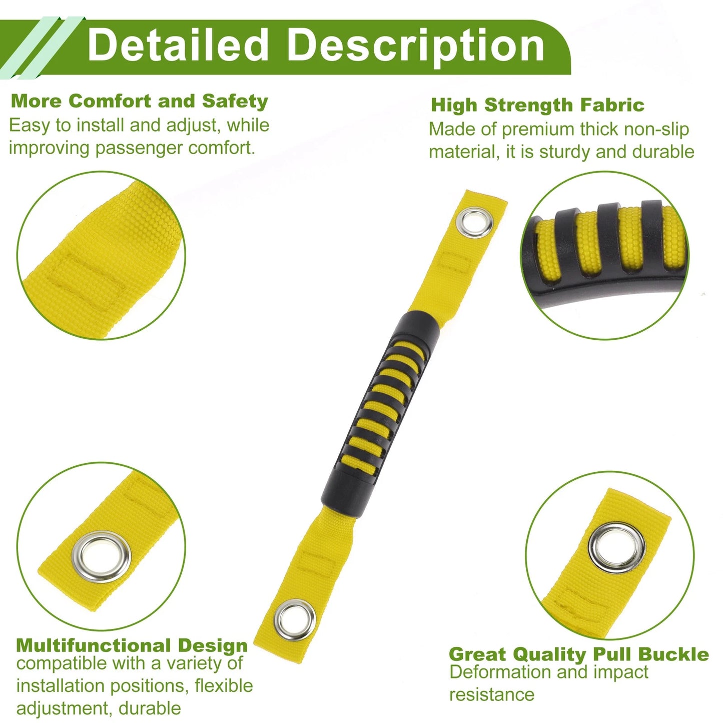 Roll Bar Grab Handles for Jeep Wrangler (2018–2032) Black Yellow