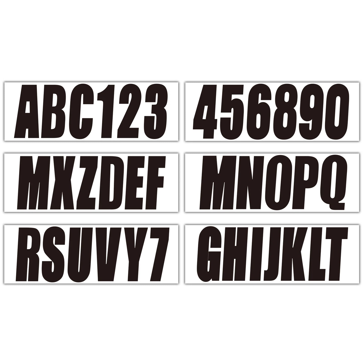 Set of 4 Black Personalized Decals for Boat Registration Numbers & Letters