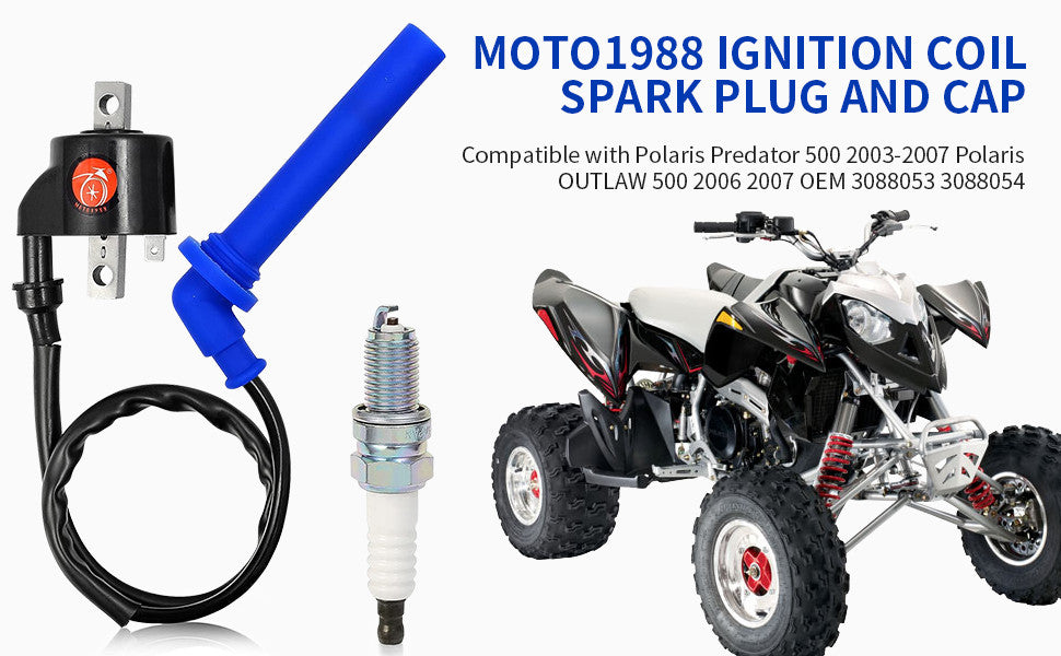 Ignition Coil & Spark Plug for Polaris ATV Predator 500 (2003–2007)