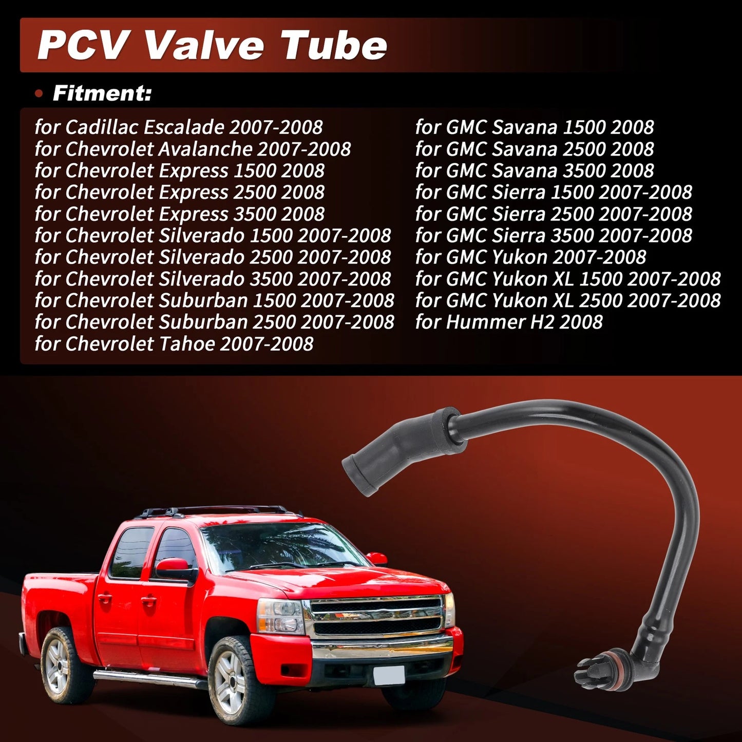 PCV Valve Tube for Chevy Silverado, GMC Sierra 1500, 2500 (2007–2008)
