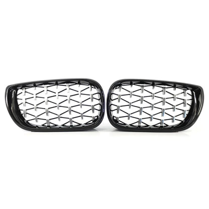 Front Grille Diamond Meteor Style Trim Black for BMW E46 2002-2005
