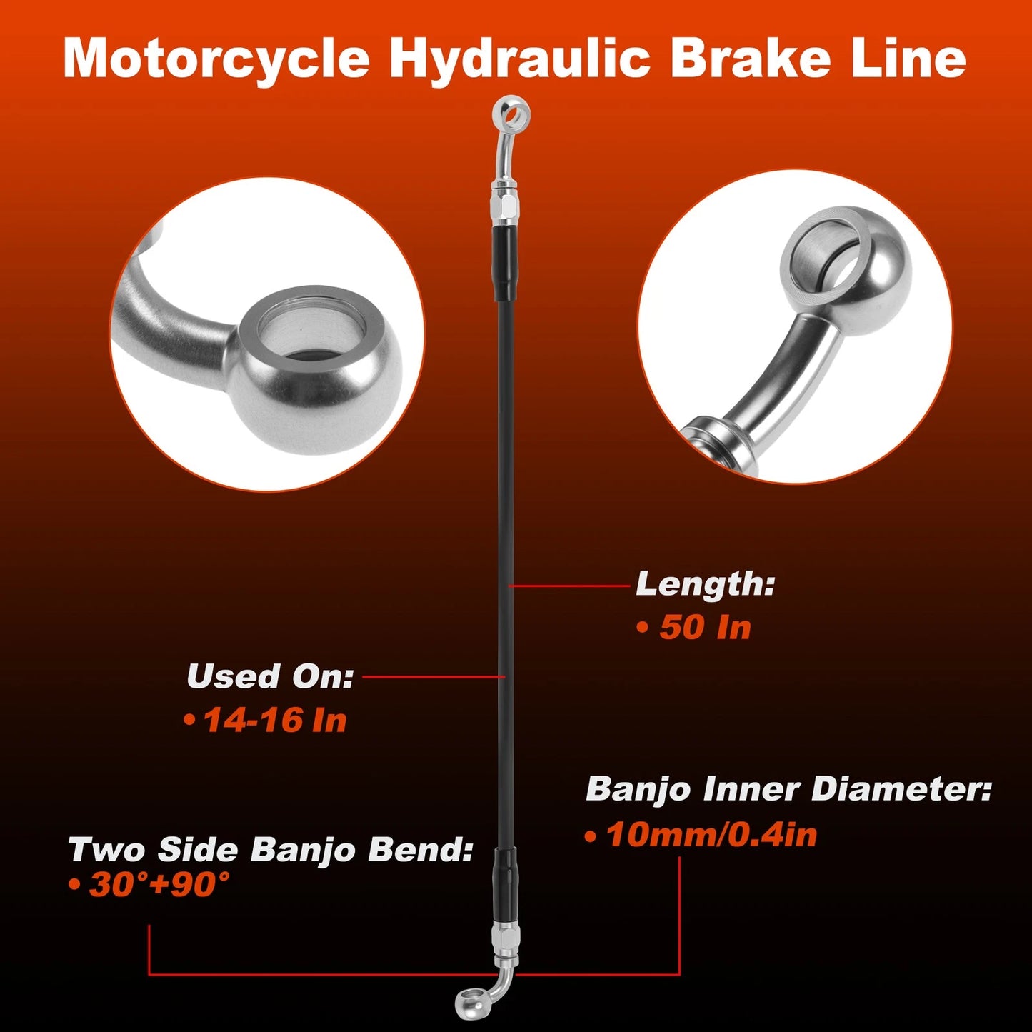 50In Brake Hose Oil Line Handlebar for Harley Davidson (2004–2004) No.46400-04