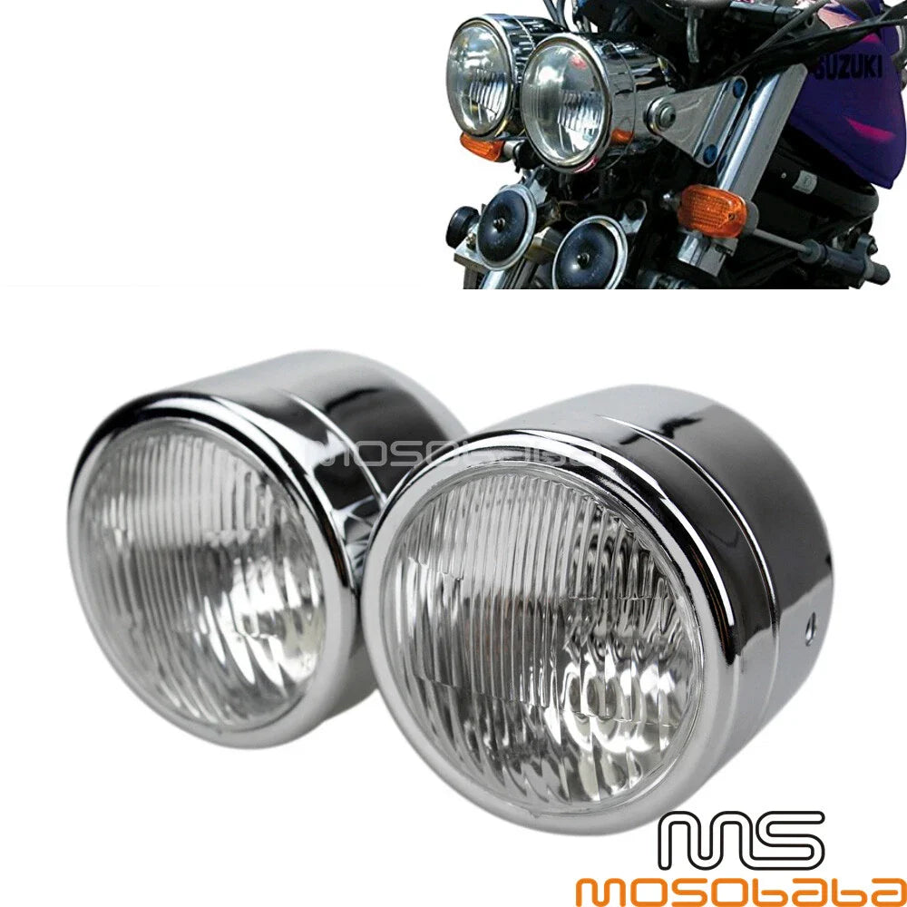 4" Chrome Dual Headlight Round Lamp for Harley Naked Bike