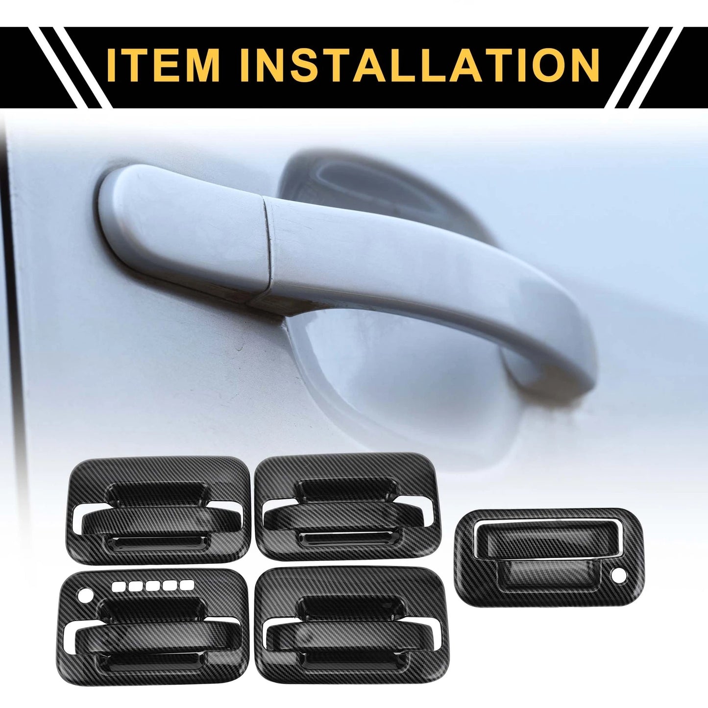 Set of 4 Exterior Door Handle Covers for Ford F-150 (2015–2023) - Black Fiber Pattern