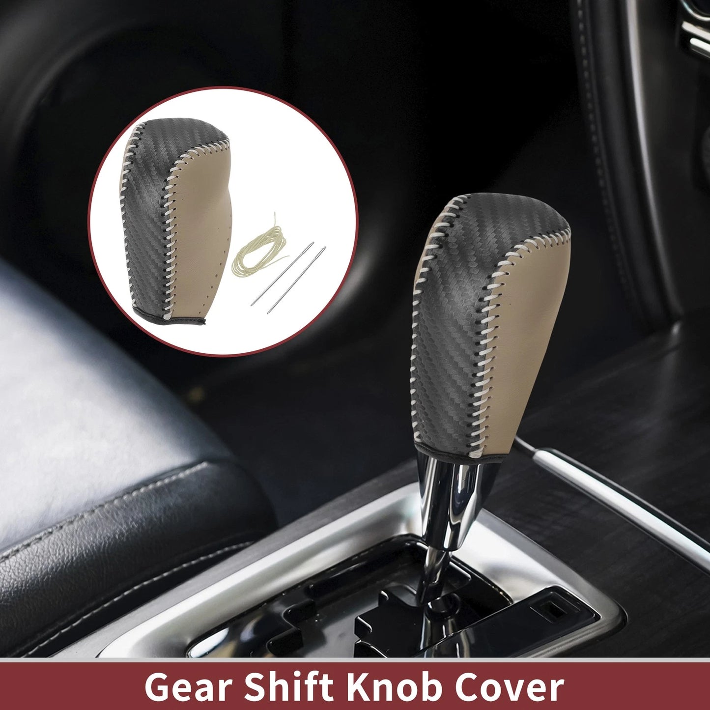 Gear Shift Knob Cover for Toyota Corolla (2014–2018) Beige Faux Leather