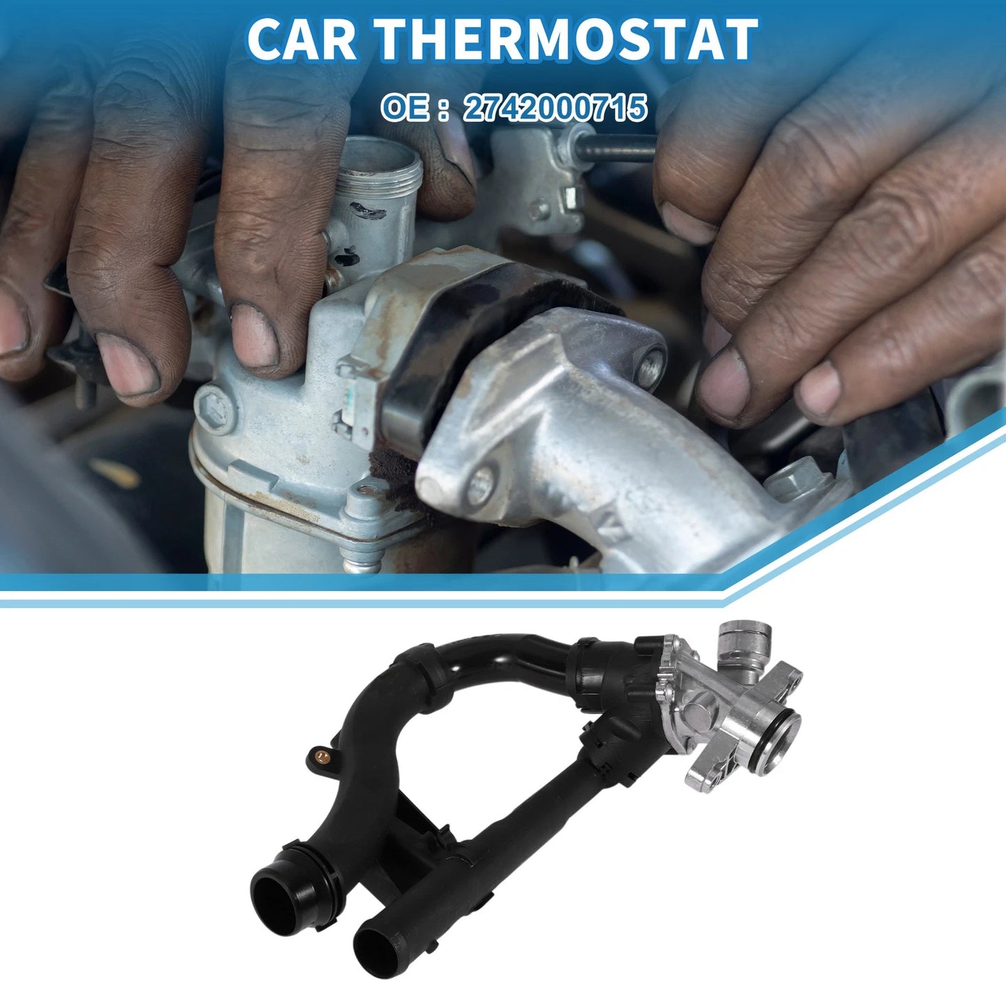 Car Thermostat No. 2742000715 for Mercedes-Benz Metris (2016–2019) Aluminum Alloy