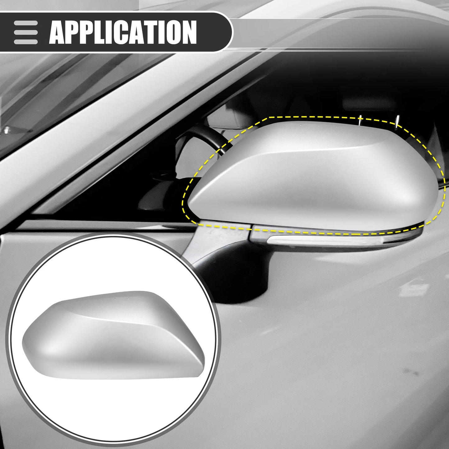 Right Side Mirror Cover Cap for Toyota Prius (2016–2019) ABS Silver Tone