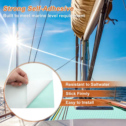 Self-Adhesive Boat Flooring Strip for Various Models (96" L x 24" W) Seafoam Green