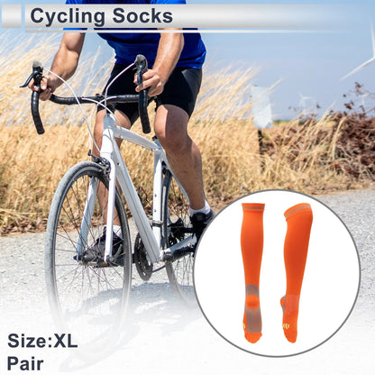 Cycling Socks Anti-Slip Size XL Polka Dot Orange Light Blue