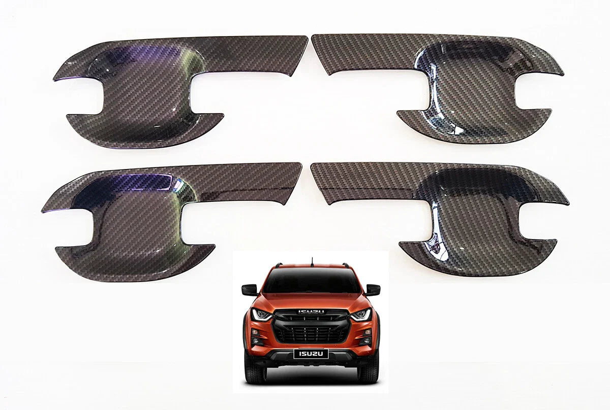 Fiber Carbon 4 Door Handle Cover Insert Trim for Isuzu D-Max (2020-2021)