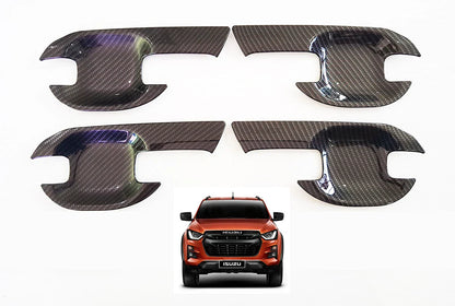 Fiber Carbon 4 Door Handle Cover Insert Trim for Isuzu D-Max (2020-2021)