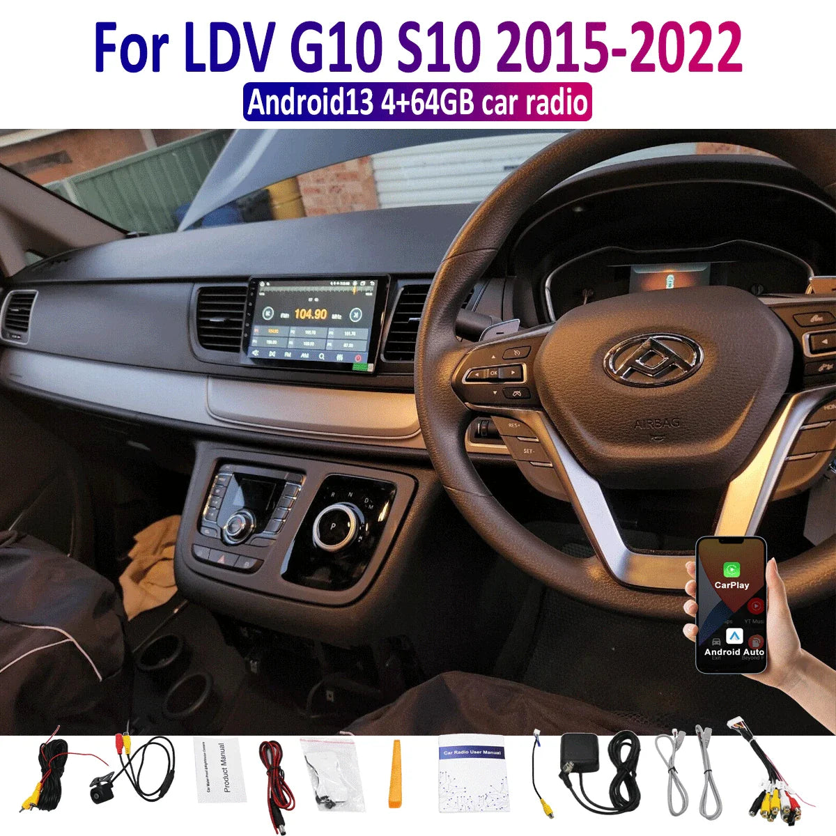 9'' Wireless Apple CarPlay Android Auto Car Radio Head Unit for LDV G10 (2015-2022)