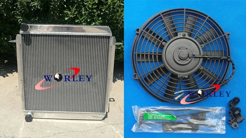 Aluminum Radiator with Fan for Toyota Land Cruiser BJ70 BJ73 (1984–1990)