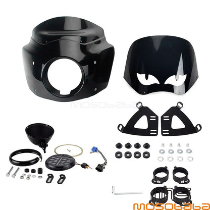 12" Eye Shape Vented Windshield & Hi/Low DRL Headlight for FXLRS (2021-2023)
