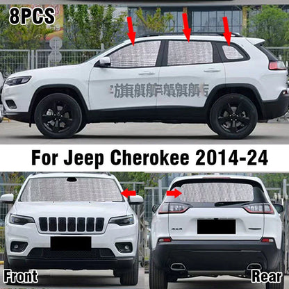 8x Front Side Rear Windshield Privacy Sunshade for Jeep Cherokee (2014–2024)