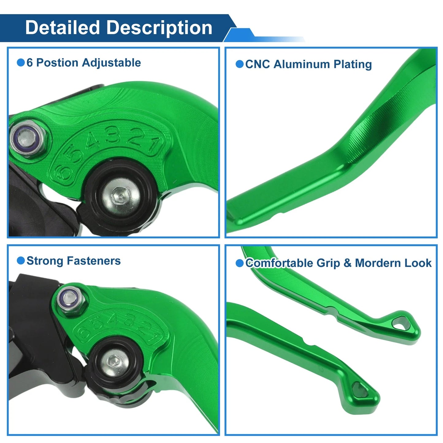 Adjustable Short Brake Clutch Levers 1 Pair for Kawasaki KLX 300 (2021–2025) Green