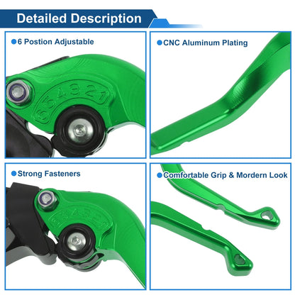 Adjustable Short Brake Clutch Levers 1 Pair for Kawasaki KLX 300 (2021–2025) Green