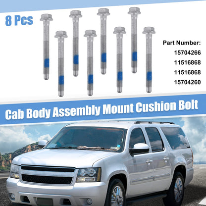 8 Pcs Cab Body Assembly Mount Cushion Bolt NO.15704266 for Cadillac Escalade (2002–2020)