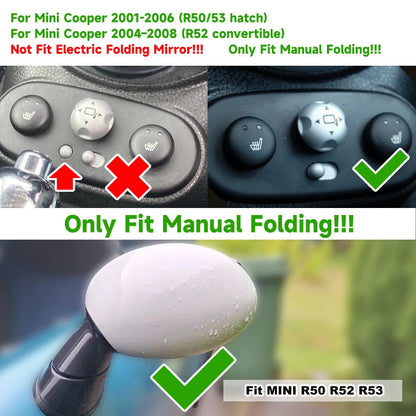 Set of 2 Black Carbon Clip-on Mirror Cover Caps for BMW Mini Cooper (2000–2008)