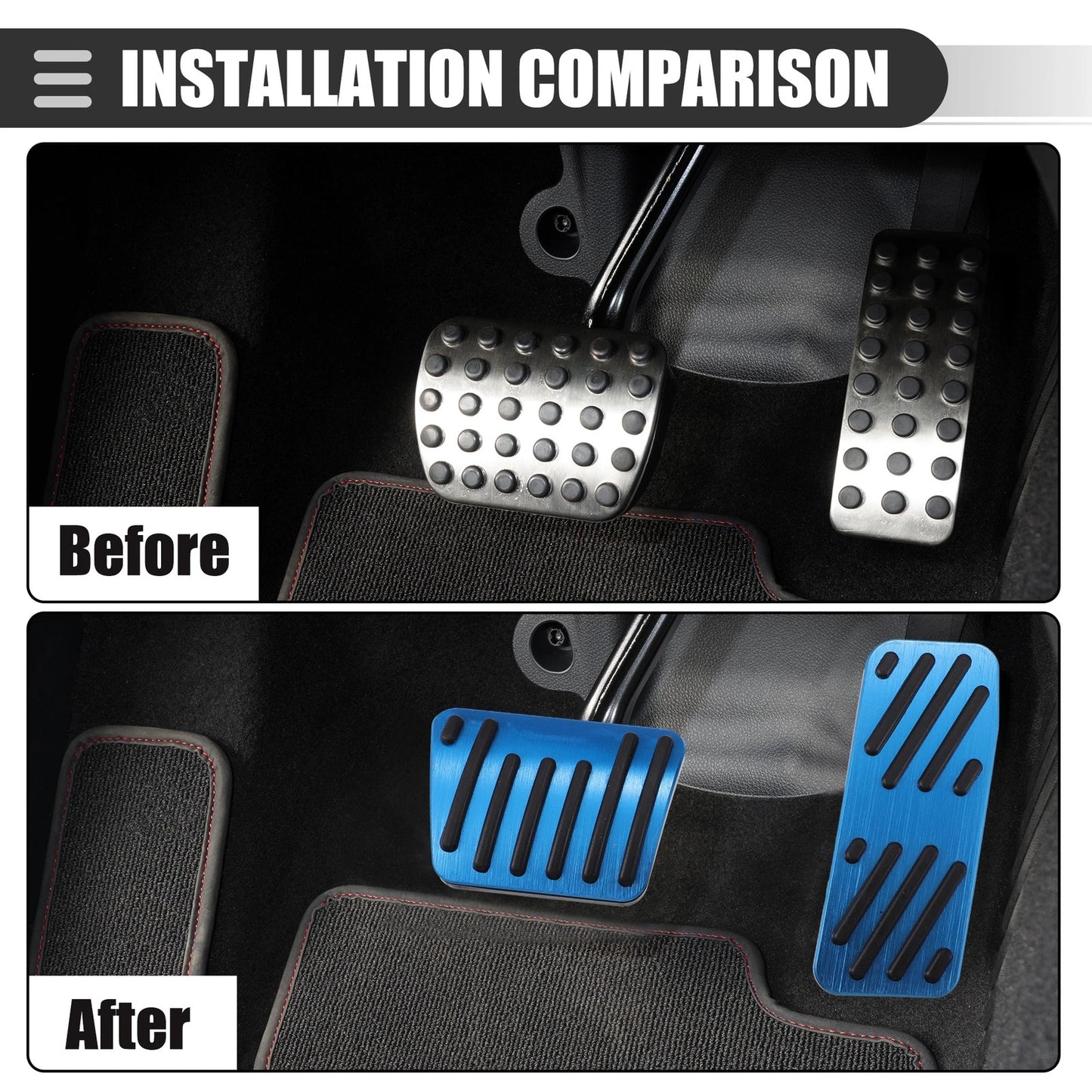 Set of 2 Brake Accelerator Pedal Covers for Jeep Cherokee (2014–2021) Black Blue