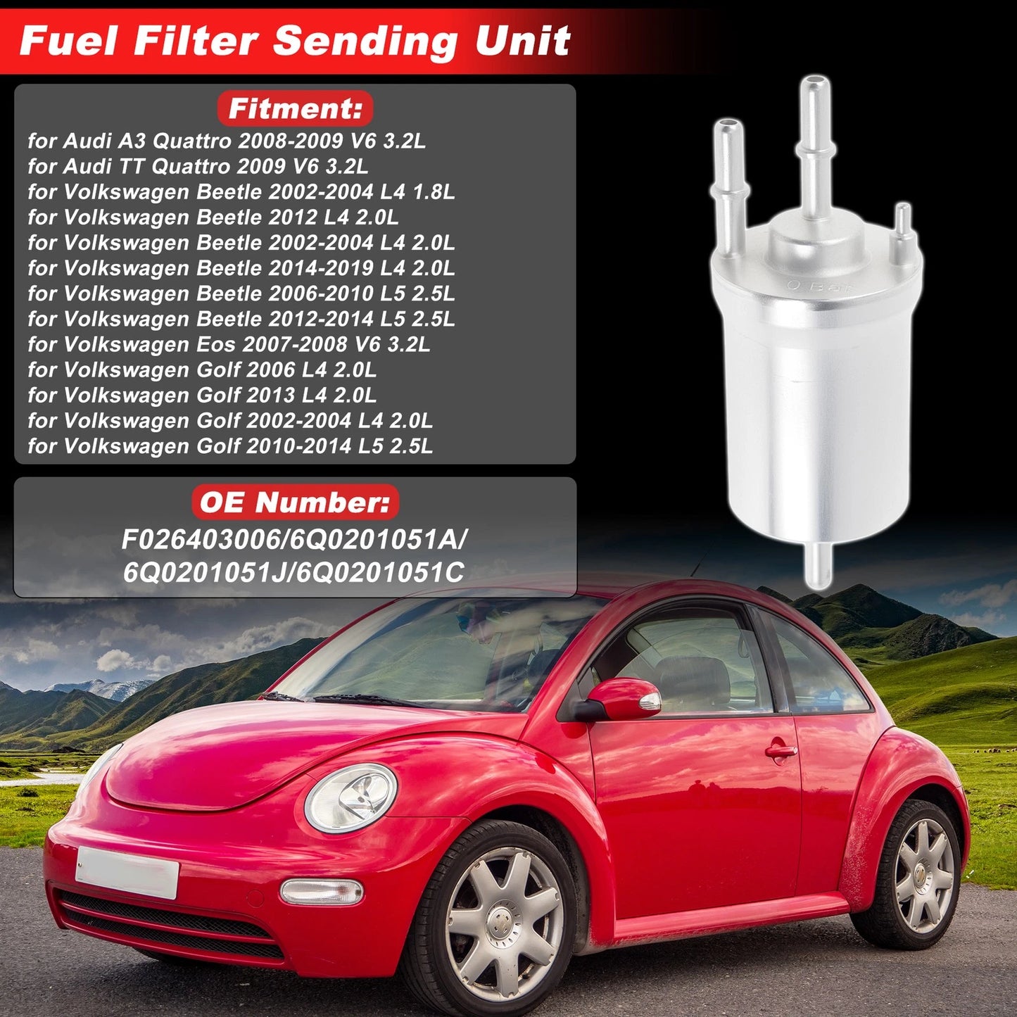 Fuel Filter Assembly for Audi A3 Quattro (2008–2009) No.F026403006 Metal