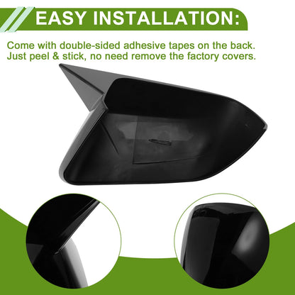1 Pair Mirror Cover Cap for Ford Mustang (2015–2023) Gloss Black