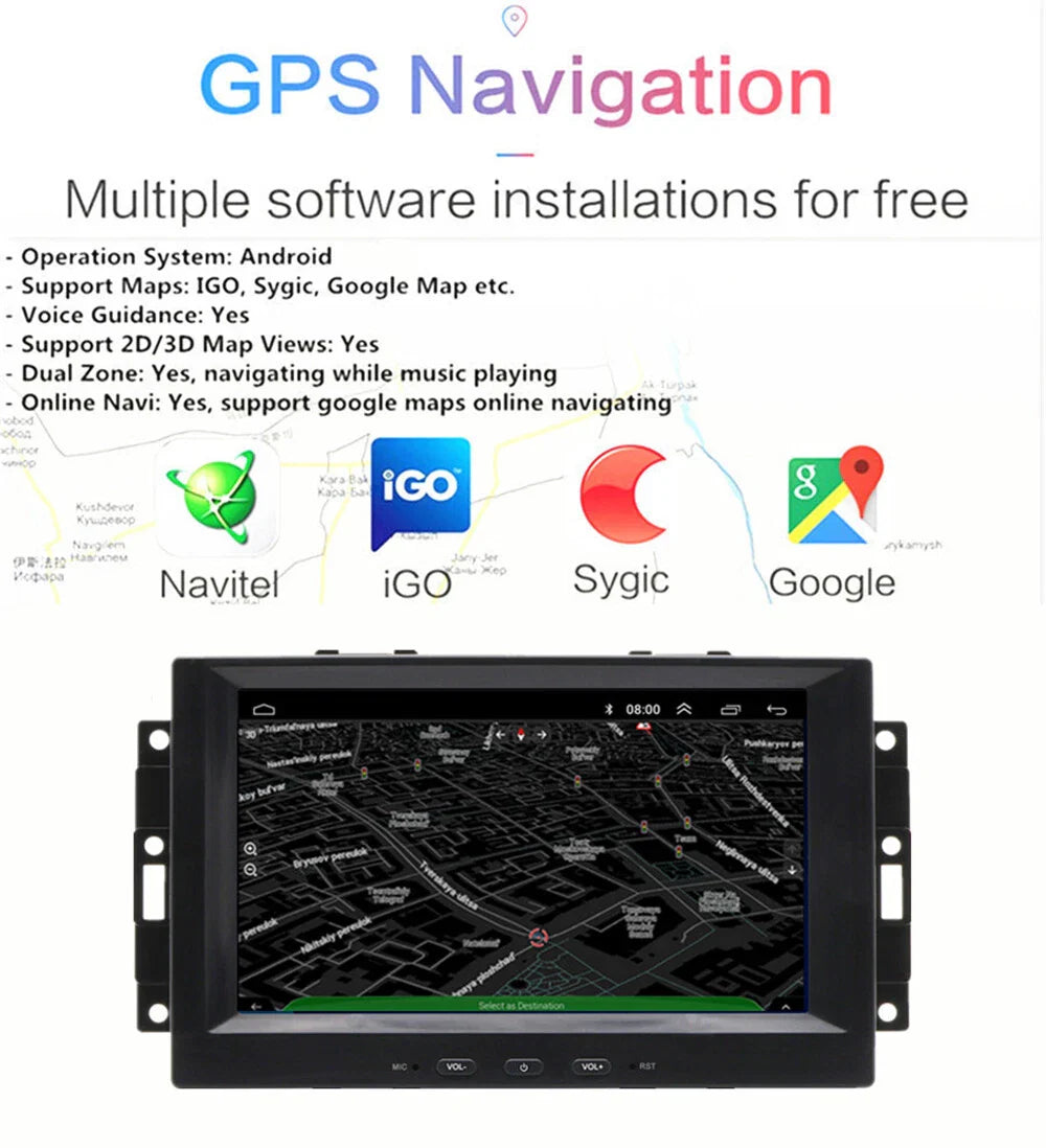 8" Android Quad Core Stereo Radio GPS Navigation for Jeep Chrysler Dodge (2014-2023)