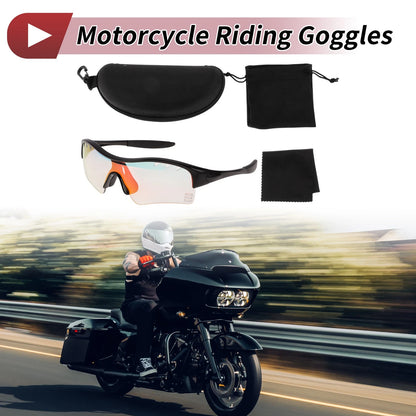 Motorcycle Riding Goggles for Motorcycle (Light Red Lens, Black Frame)