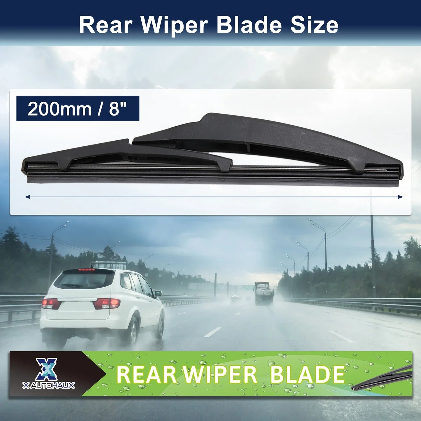 2 x 200mm 8" Rear Windshield Wiper Blades for Lexus CT200h (2011-2016)