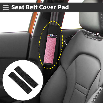 Set of 2 Black Seat Belt Cover Pads for Universal Fit (24cm)