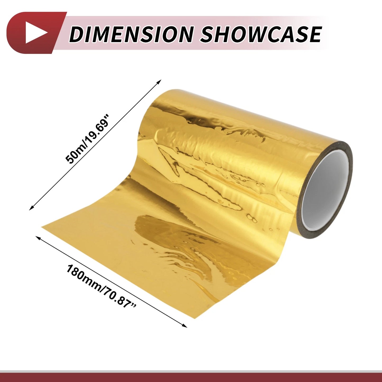 Pinstripe Tape 180mmx50m for Car Motorcycle Boat Gold Tone (1 Pcs)