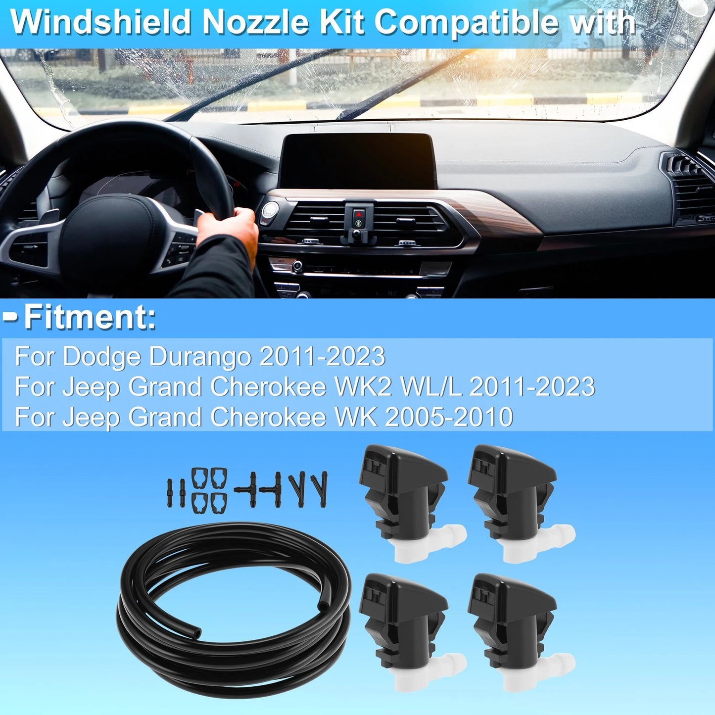 Windshield Washer Nozzle Kit for Dodge Durango (2011–2023) 68260443AA Set of 1