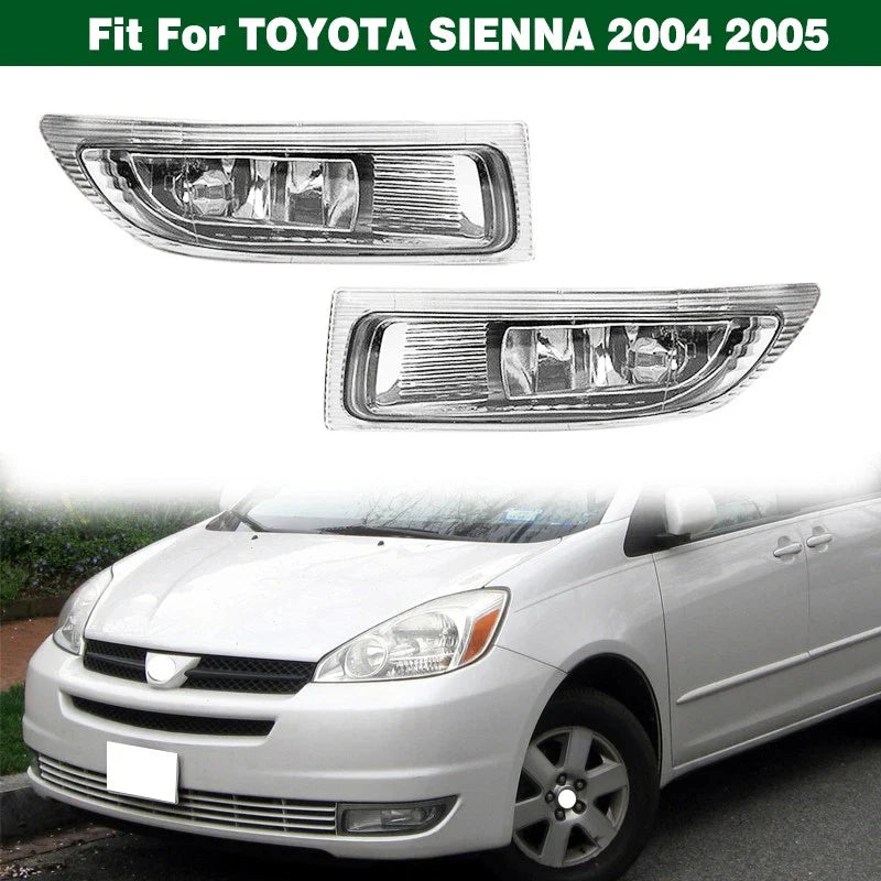 Pair LED Front Bumper Fog Lights Spot Lamps Clear for Toyota Sienna (2004–2005)