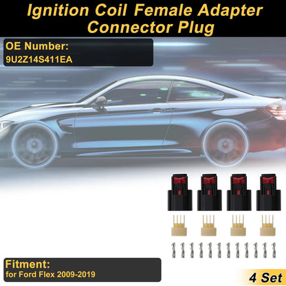 Set of 4 Ignition Coil Connector Plugs for Ford Flex (2009–2019) No. 9U2Z14S411EA