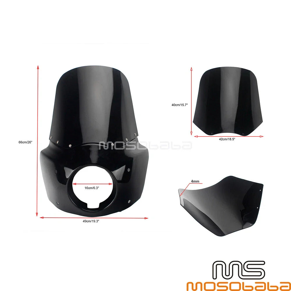 Black Headlight Fairing for Harley Low Rider FXLR, Softail Standard FXST (18-22)