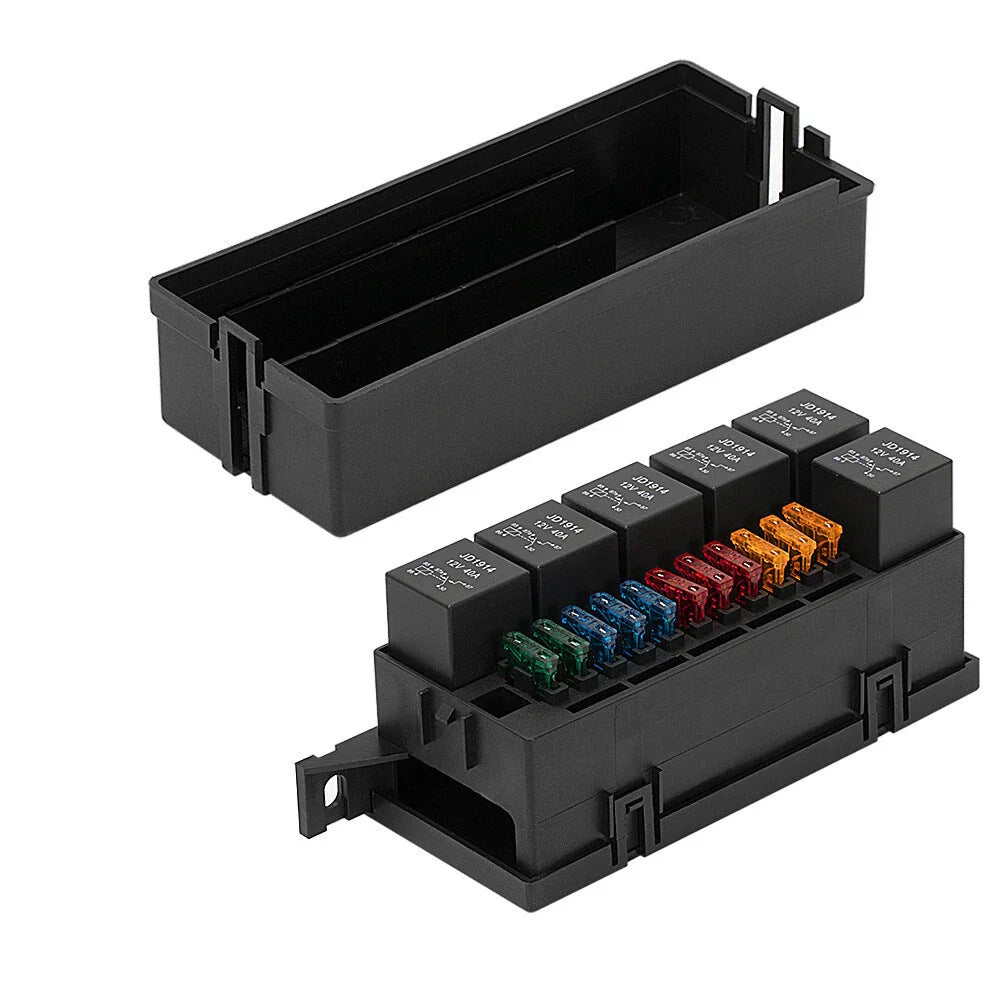 11-Way Relay Fuse Box 12V 40A w/ 6 Relays & 11 Fuses for Car