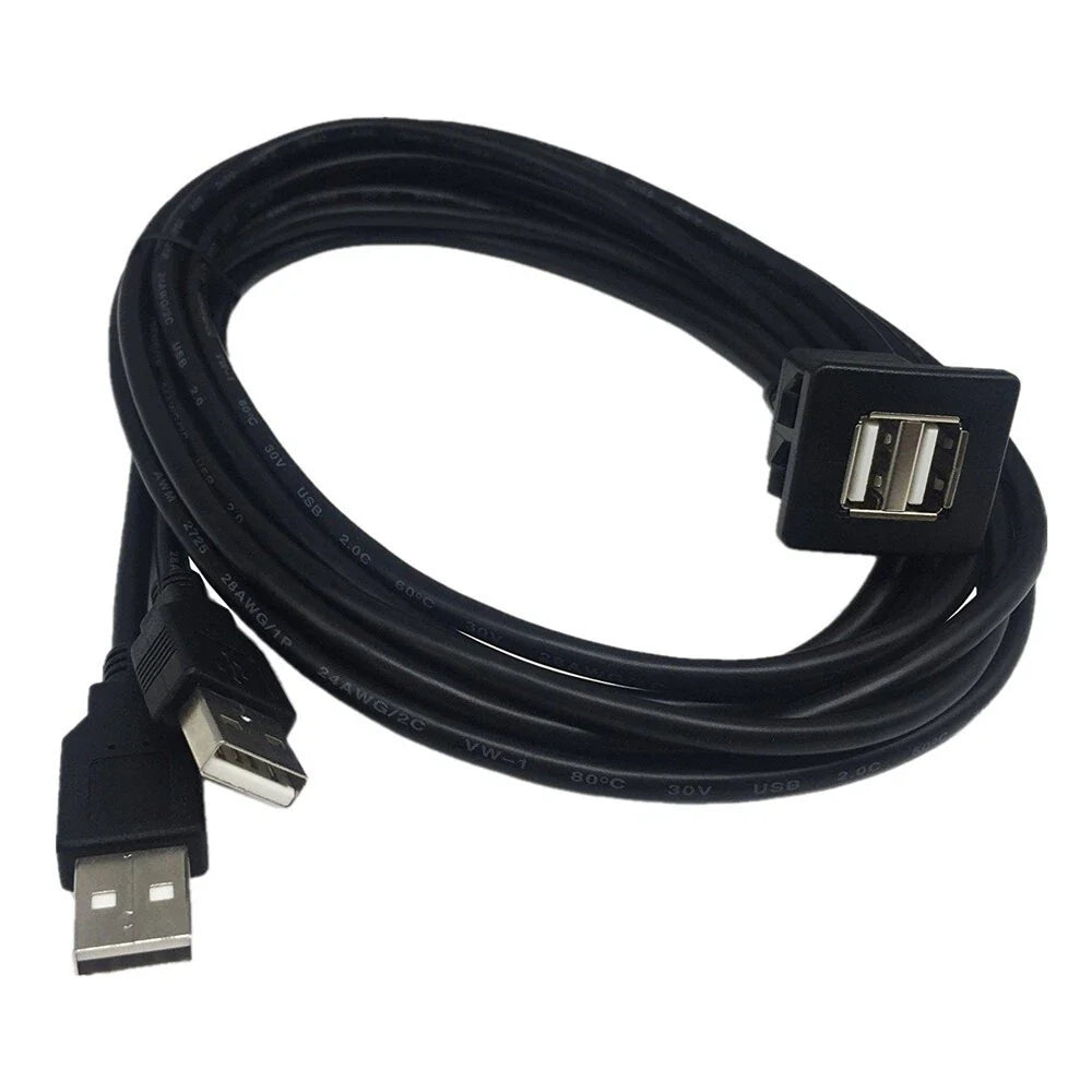 USB 2.0 Dual Male to Female Extension Cable for M Car Dashboard